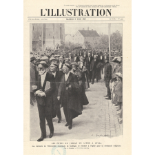 Les fêtes du Jubilé de Linné à Upsal. Les docteurs de l'Université, couronnés de feuillage, se rendent à l'église pour la cérémonie religieuse.