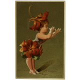 Images à collectionner. Portraits de fillettes. Langage des fleurs. 