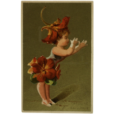 Images à collectionner. Portraits de fillettes. Langage des fleurs.