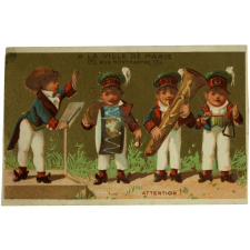 Cartes réclame. A la Ville de Paris. Portraits d'enfants musiciens.