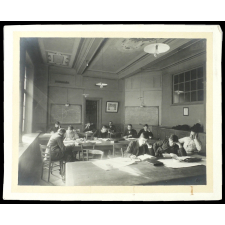 Université de Paris, salle de travail de la faculté des sciences, laboratoire de géologie (salle Ed. de Verneuil) et le musée d'art moderne de la faculté des lettres.