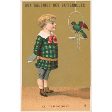 Carte réclame. Aux Galeries des Batignolles. Le Perroquet.