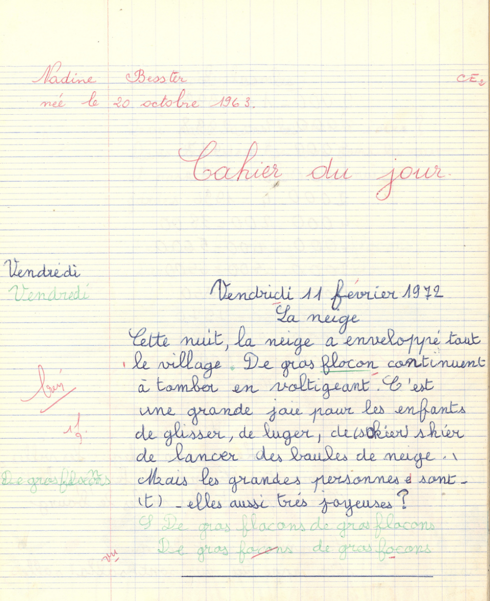Cahier du jour