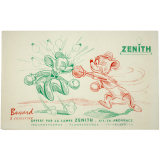 Buvard publicitaire. Lampe Zenith. Souris boxeuses. 