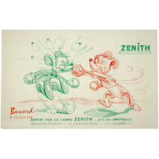Buvard publicitaire. Lampe Zenith. Souris boxeuses.