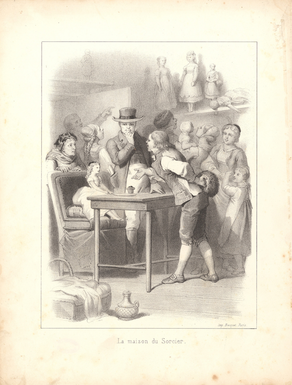 Histoires de sept poupées racontées par elles-mêmes - 1 La maison du Sorcier - 2 La fille du savant - 3 Edwige reçoit la visite de ses jeunes amies - 4 Conversation de deux Poupées - 5 Le petit Savoyard - 6 Il demanda à Anna s'il voulait lui céder sa poupée en échange d'un beau ménage en porcelaine - 7 La fille de la Fermière - 8 La fille de la Fermière - 9 La fille du Capitaine - 10 La fille de la Charbonnière - 11 La fille de la Maîtresse d'Anglais - 12 La fille de la Maîtresse d'Anglais.
