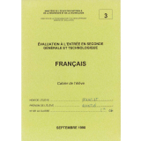 Évaluation à l'entrée en Seconde Générale et Technologique - Français - cahier de l'élève