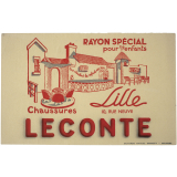 Buvard publicitaire. Chaussures Leconte. Rayon spécial pour enfants.