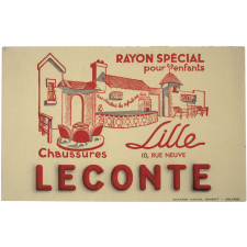 Buvard publicitaire. Chaussures Leconte. Rayon spécial pour enfants.