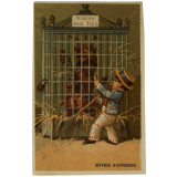 Images à collectionner. Portraits d'enfants dans une volière. 