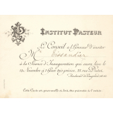 Invitation envoyée à M. Albert Tissandier pour la séance d'inauguration de l'Institut Pasteur, le 14 novembre 1888