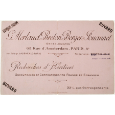 Buvard publicitaire. Merland, Breton, Berger & Jouannet, Généalogistes.