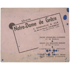 Buvard publicitaire. Librairie Notre-Dame de Grâce - Cambrai.