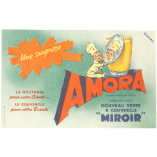 Buvard publicitaire. Amora. Verre à couvercle Miroir.