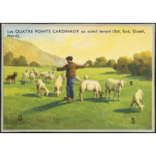 Les quatre points cardinaux au soleil levant (Est, Sud, Ouest, Nord)