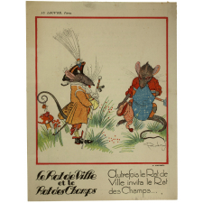 Images réclame à collectionner. Au Louvre, Paris. Le Rat des Villes et le Rat des Champs.