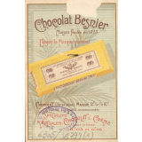 Carte réclame. Chocolat Besnier. Portraits d'enfants à la fenêtre.