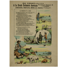 Cartes réclame. A la Grande Cordonnerie Américaine. Fables de la Fontaine.