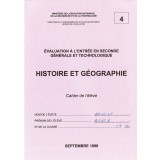 Évaluation à l'entrée en Seconde Générale et Technologique - Histoire et Géographie - cahier de l'élève