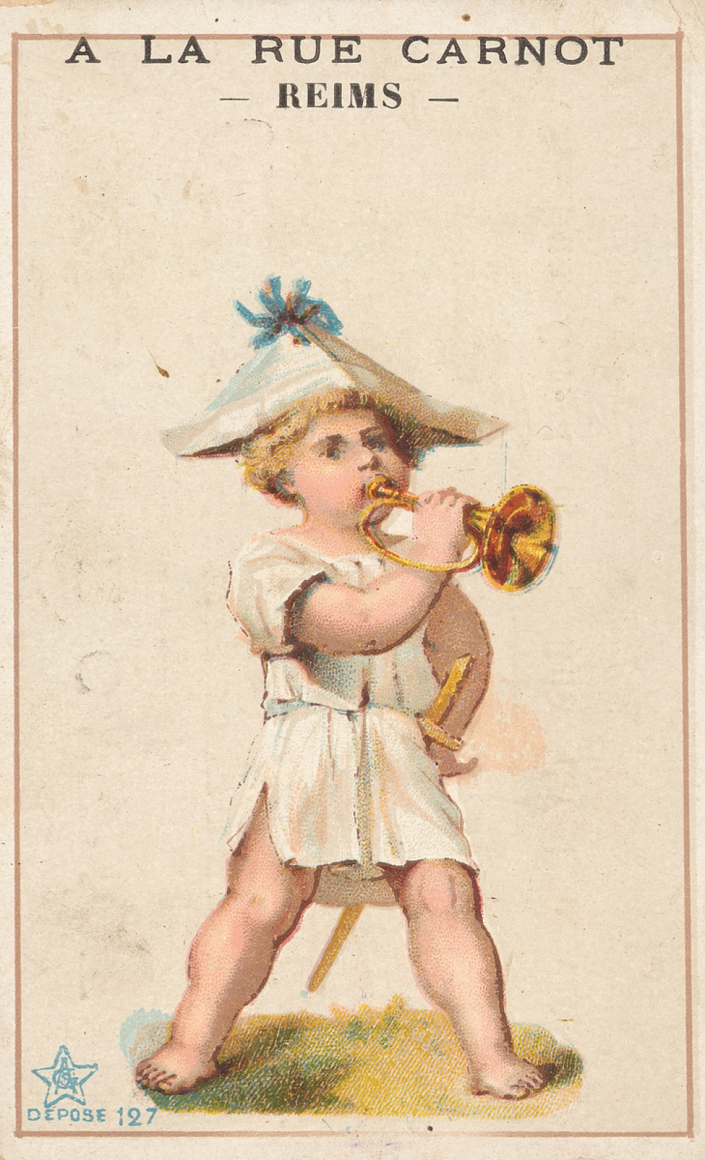 Cartes réclame. A la Rue Carnot. Reims. Portraits d'enfants musiciens. 