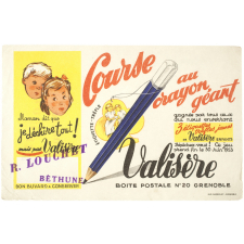Buvard publicitaire. Valisère. Course au crayon géant. 