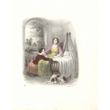 Mère et enfant au berceau.