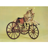 Dessin d'un cheval à roulettes et son modèle.