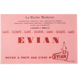 Buvard publicitaire. Evian. La Ruche moderne. 