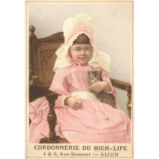 Cartes réclame. Cordonnerie du High-Life. Portraits de fillettes.