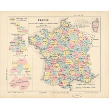 France. Carte des provinces et des départements. Carte des eaux.