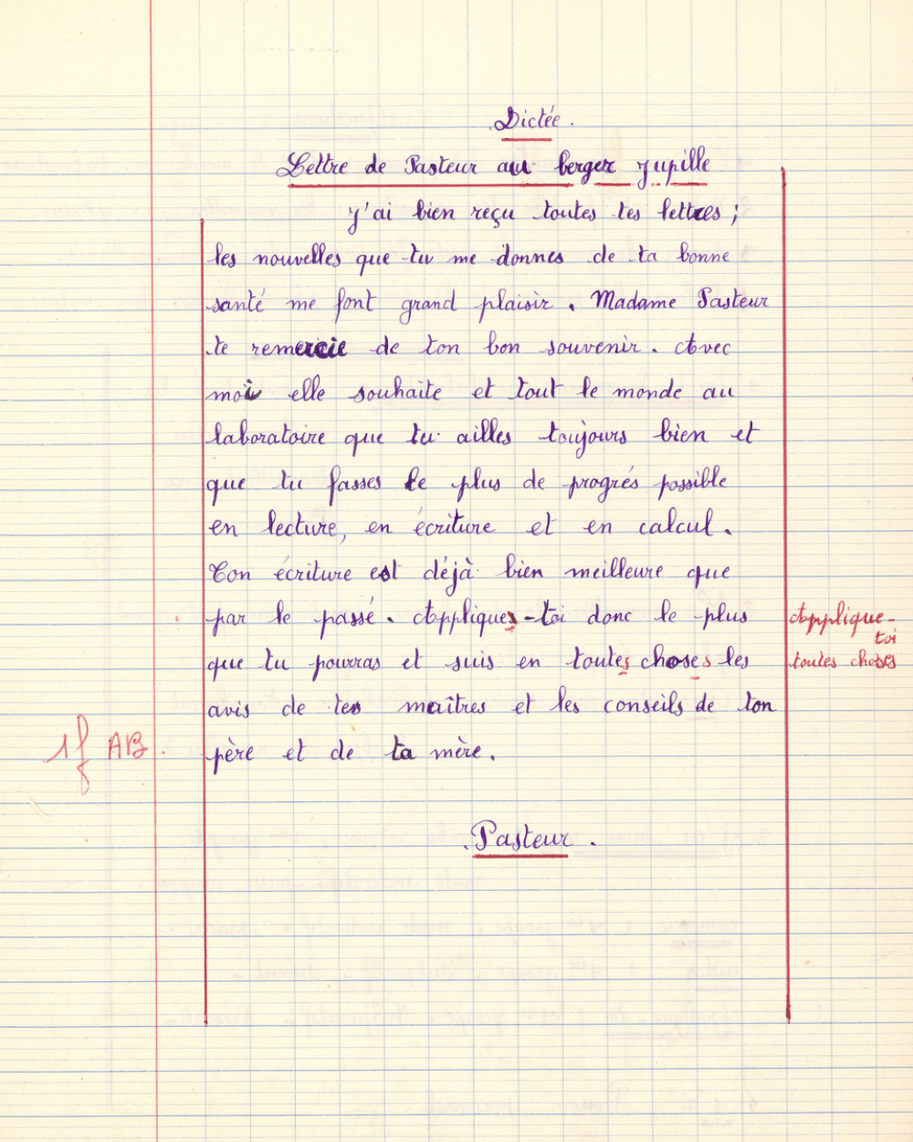 Cahier de dictées et questions, école des Nonières.