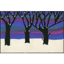 3 arbres à l'aurore