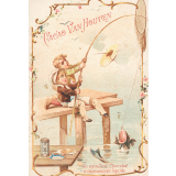 Carte réclame. Cacao Van Houten. La pêche.