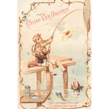 Carte réclame. Cacao Van Houten. La pêche.