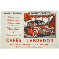 Buvard publicitaire. Cafés Labrador. Renault Frégate.