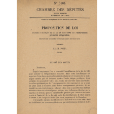 Chambre des Députés. Proposition de loi tendant à modifier la loi du 28 mars 1882 sur l'instruction primaire obligatoire.