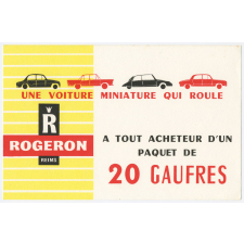 Buvard publicitaire. Gaufres Rogeron. Voiture miniature.