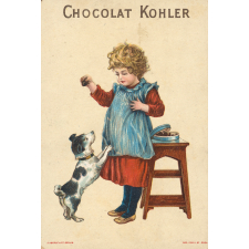 Carte réclame. Chocolat Kohler. Portrait d'enfant.