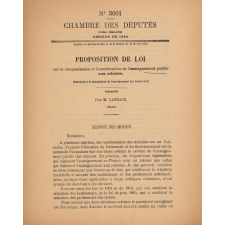 Proposition de loi sur la réorganisation et l'amélioration de l'enseignement public aux colonies.