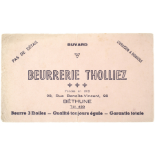 Buvard publicitaire. Beurrerie Tholliez.