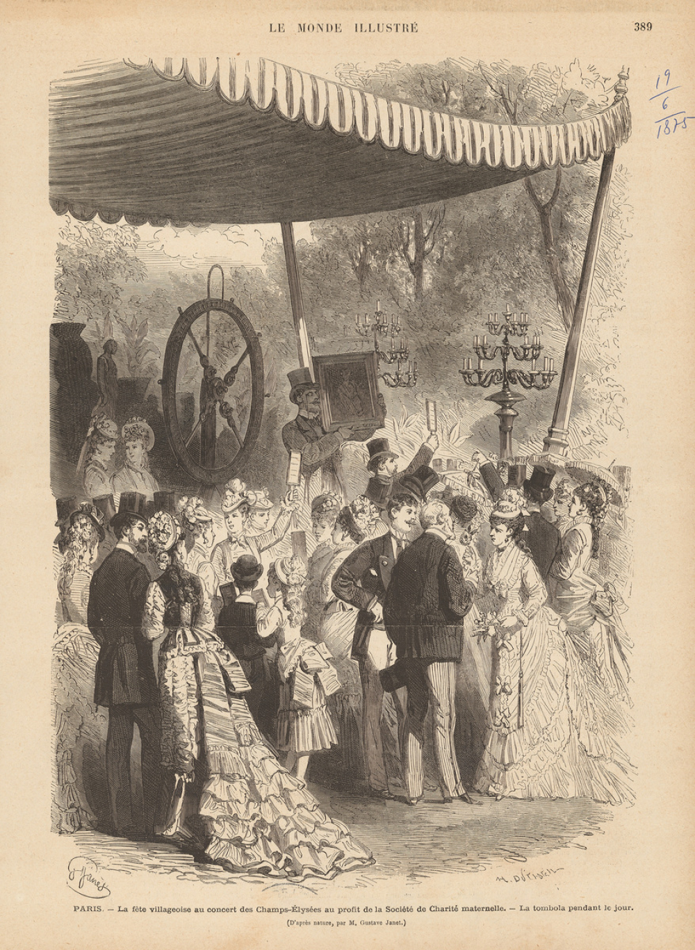 La Fête villageoise au concert des Champs-Elysées au profit de la Charité maternelle. La tombola pendant le jour.