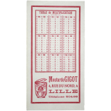 Buvard publicitaire. Moutarde Gigot. Table de multiplication.