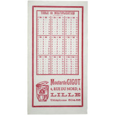 Buvard publicitaire. Moutarde Gigot. Table de multiplication.