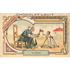 Carte réclame. Chocolat-Louit. La Crécelle.