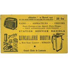 Buvard publicitaire. Quincaillerie Broutin.