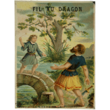 Cartes réclame. Fil au Dragon. Fables de La Fontaine. 
