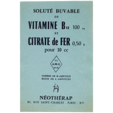 Buvard publicitaire. Néothérap. Soluté buvable de Vitamine B12 et Citrate de Fer.