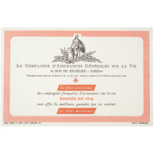 Buvard publicitaire. La Compagnie d'Assurances Générales sur la Vie.