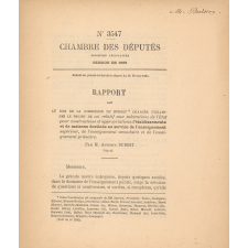 Chambre des Députés. Rapport fait au nom de la Commission du Budget chargée d'examiner le projet de loi relatif aux subventions de l'Etat pour constructions et appropriations d'établissements et de maisons destinés au service de l'enseignement supérieur, de l'enseignement secondaire et de l'enseignement primaire.