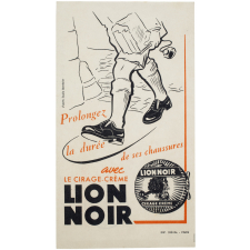 Buvard publicitaire. Prolongez la durée de ses chaussures avec le cirage-crème Lion Noir.